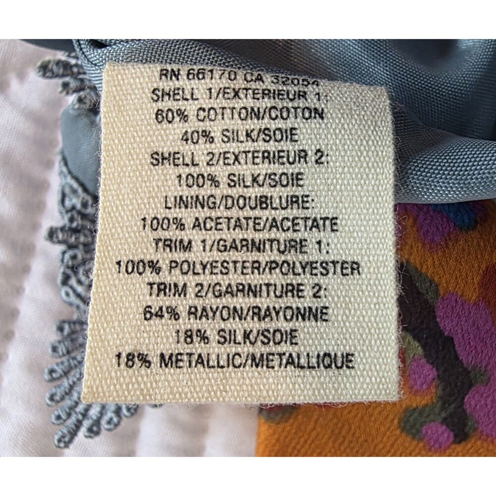 Anthropologie Floreat Silk Dress Womens Size 2 Blue With Floral Lined Skirt - Picture 9 of 9